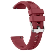 Sneezy Huawei Watch GT5 46mm İle Uyumlu Spor Silikon Metal Tokalı Soft Saat Kordonu  Mürdüm thumbnail 2