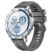 Sneezy Huawei Watch GT5 46mm İle Uyumlu Spor Silikon Metal Tokalı Soft Saat Kordonu  Koyu Gri thumbnail 1