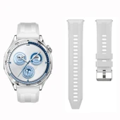 Sneezy Huawei Watch GT5 46mm İle Uyumlu Spor Silikon Metal Tokalı Soft Saat Kordonu  Beyaz thumbnail 4