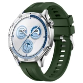 Sneezy Huawei Watch GT5 46mm İle Uyumlu Spor Silikon Metal Tokalı Soft Saat Kordonu  Haki thumbnail 1