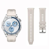 Sneezy Huawei Watch GT5 46mm İle Uyumlu Spor Silikon Metal Tokalı Soft Saat Kordonu  Starlight thumbnail 4