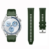 Sneezy Huawei Watch GT5 46mm İle Uyumlu Spor Silikon Metal Tokalı Soft Saat Kordonu  Haki thumbnail 4