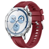 Sneezy Huawei Watch GT5 46mm İle Uyumlu Spor Silikon Metal Tokalı Soft Saat Kordonu  Mürdüm thumbnail 1