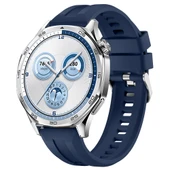 Sneezy Huawei Watch GT5 46mm İle Uyumlu Spor Silikon Metal Tokalı Soft Saat Kordonu  Lacivert thumbnail 1