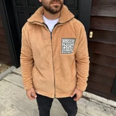 Erkek Polar Fermuarlı Sweatshirt – Kapüşonsuz, Cepli, Yumuşak Dokulu, Oversize Rahat Kalıp, Kışlık Sıcak Tutan Fermuarlı thumbnail 2