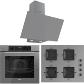 Ferre Flowart QBL63CPR-SS208-D079 7 Prog. Dijital Turbo Ankastre Set - Gri - 1