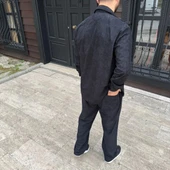 Erkek Fitilli Kadife Cepli Buggy Pantolon Oversize Rahat Kalıp - Siyah thumbnail 4