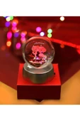 Ledli USB'li Plastik Standlı Sevgili Çiftler I Love You Forever Kristal Küre Renkli RGB Led 3D Lamba thumbnail 4