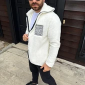 Erkek Polar Fermuarlı Sweatshirt – Kapüşonsuz, Cepli, Yumuşak Dokulu, Oversize Rahat Kalıp, Kışlık Sıcak Tutan Fermuarlı thumbnail 3
