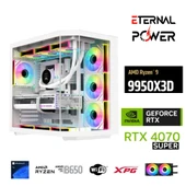ETERNAL POWER  RYZEN 9 9950X3D 64GB DDR5 1TB M.2  RTX 4070 SUPER B650 WIFI 750W 240M thumbnail 1