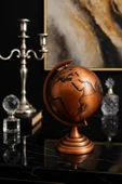 Ofisinize Masaüstü Dekorasyonu Bronz Metal Dünya Küresi Masaüstü Süs Ofis ve Ev Dekoru için 13x9 cm thumbnail 1