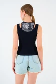 İçi Baskılı Halter Yaka Kaşkorse Atlet - Siyah thumbnail 5