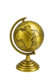 Ofisinize Masaüstü Dekorasyonu Gold Metal Dünya Küresi Masaüstü Süs Ofis ve Ev Dekoru için 13x9 cm thumbnail 3
