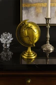 Ofisinize Masaüstü Dekorasyonu Gold Metal Dünya Küresi Masaüstü Süs Ofis ve Ev Dekoru için 13x9 cm thumbnail 1