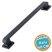 Sürgülü Kapı Çekme Kolu Tutma Kulpu Kulbu Çelik Dış Kapı Tutamağı Kol Siyah 60 Cm thumbnail 1