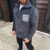 Erkek Polar Fermuarlı Sweatshirt – Kapüşonsuz, Cepli, Yumuşak Dokulu, Oversize Rahat Kalıp, Kışlık Sıcak Tutan Fermuarlı thumbnail 4