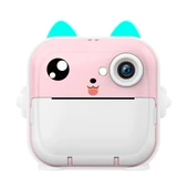Anlık Termal Yazıcılı Dijital Çocuk Kamerası 2.0 Inc HD Şipşak Fotoğraf Makinesi AE110 Pembe thumbnail 1