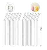 Omnisoft Eğimli Kalın Cam Kokteyl Pipet 12'li - 1