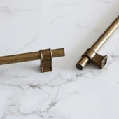 Mobilya Mutfak Çekmece Dolap Kulpu Kulbu Kulpları Eskitme Antik Sarı Metal 192 mm-19.2 cm thumbnail 4