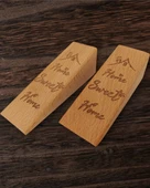 2 Adet Ahşap Kapı Stoperi Kapı Takoz Durdurucu Home Sweet Home Evim Güzel Evim Yazılı - 1