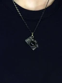 Doğal Taş Oniks Doğal Taşlı Fotograf Makinesi Modelli Antik Kadın Kolye euk42o thumbnail 1