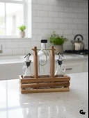 Ahşap Doğal 3Lü 2+1 Set Yağdanlık ve Sosluk Takımı(SET)(KİRAZ) Ahşap Rengi 5 SET thumbnail 2