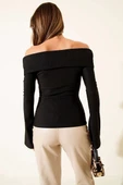 BİÇOMİ Omzu Açık Fermuarlı Bluz siyah T4330 thumbnail 4