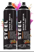 Siyah Sprey Boya 200 ml 2 Adet Hızlı Kuruyan Profesyonel Ahşap Plastik Demir Metal Cam Porselen Duvar Renkli thumbnail 1