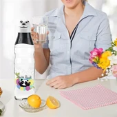 Sevimli Panda Tasarımlı Cam Suluk  Sızdırmaz 1000 ML - 1
