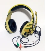 Snopy SN-8800 Kamuflas Desenli Bilgisayar ve Telefon uyumlu Kulak Üstü Mikrofonlu Kulaklık 3,5mm - 3