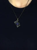 Doğal Taş Lapis Doğal Taşlı Fotograf Makinesi Modelli Antik Kadın Kolye euk42lps thumbnail 3