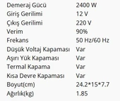 Inges - LEXRON 12 VOLT 1200 WATT Modifiye Sinüs İnverter İnvertör thumbnail 5