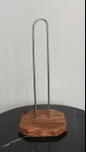 Dekoratif Ahşap Altlıklı Metal Kağıt Havluluk Tutucu (26 cm) - Mutfak Peçetelik Standı - 4