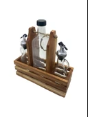 Ahşap Doğal 3Lü 2+1 Set Yağdanlık ve Sosluk Takımı(SET)(KİRAZ) Ahşap Rengi 2 SET thumbnail 3