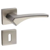 (1 Takım) Kare Rozetli Oda Kapı Kolu Sağa ve Sola Uygun Saten thumbnail 1