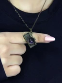 Doğal Taş Ametist Doğal Taşlı Fotograf Makinesi Modelli Antik Kadın Kolye euk42amt thumbnail 1