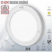 Cata 6400K 20W Ultra Slim Sensörlü Gece-Gündüz Ayarlı Tavan Armatürü CT-9247 - Alüminyum thumbnail 2