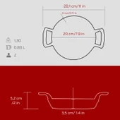 Lava Döküm Yuvarlak Sahan Döküm Demir Yekpare Çift Kulplu Çap(Ø)20cm.-Bordo thumbnail 5