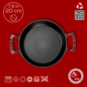 Lava Döküm Yuvarlak Sahan Döküm Demir Yekpare Çift Kulplu Çap(Ø)20cm.-Bordo thumbnail 4