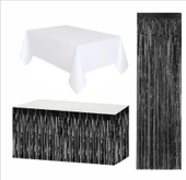 Beyaz Masa Örtüsü, Siyah Masa Eteği, Siyah Arka Fon thumbnail 1