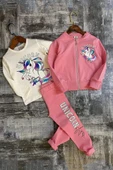Kız Çocuk Unicorn Baskılı 3lü Pembe Taytlı Takım thumbnail 1