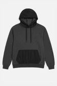 Kadın Oversize Kapüşonlu Cepli Antrasit Sweatshirt thumbnail 2