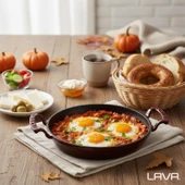 Lava Döküm Yuvarlak Sahan Döküm Demir Yekpare Çift Kulplu Çap(Ø)20cm.-Bordo thumbnail 7