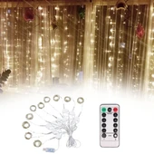 Uzaktan Kumandalı LED Perdeye Takılabilen Kancalı Işık Usb 3x3 Metre Peri Perde LED (5284) thumbnail 3