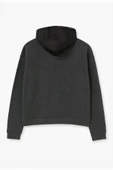 Kadın Oversize Kapüşonlu Cepli Antrasit Sweatshirt thumbnail 3