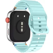 Redmi watch 5 Lite 5 Active İle Uyumlu Dalga Desenli Tokalı Yumusaş Soft Silikon Kordon  Turkuaz thumbnail 2