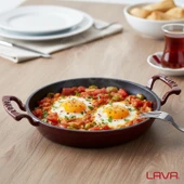 Lava Döküm Yuvarlak Sahan Döküm Demir Yekpare Çift Kulplu Çap(Ø)16cm.-Bordo thumbnail 7