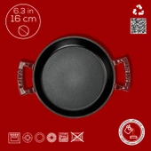 Lava Döküm Yuvarlak Sahan Döküm Demir Yekpare Çift Kulplu Çap(Ø)16cm.-Bordo thumbnail 4