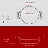 Lava Döküm Yuvarlak Sahan Döküm Demir Yekpare Çift Kulplu Çap(Ø)16cm.-Bordo thumbnail 5