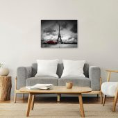 Kitap Şeyleri Mdf Kırmızı Klasik Araba ve Eyfel Kulesi Tablo 30cm X 40cm - 1